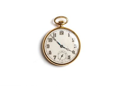 null Montre de poche Art Déco en or jaune 18 K (750 millièmes) . Le cadran émaillé...