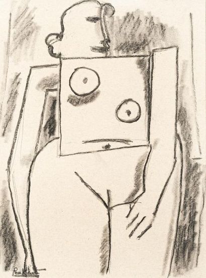 null Pierre PENKOAT (né en 1945)
Nu cubiste
Fusain signé en bas à gauche
30 x 23...