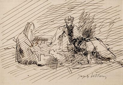 null Jacques VILLON (Gaston DUCHAMP dit) (1875-1963)
La halte
Encre sur papier signé...