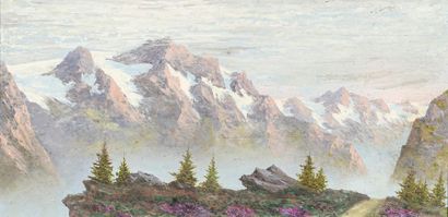 null ECOLE du XXe siècle
Paysage de montagne
Huile sur panneau
28,5 x 58,5 cm à vue
Cadre...