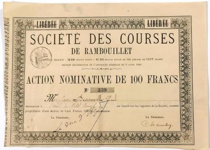 null Société des courses de Rambouillet
Titre d’Action nominative de 100 francs
Fin...
