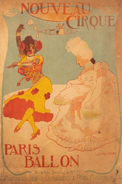 null NOUVEAU CIRQUE AVEC FOOTIT et CHOCOLAT
Affiche de cirque, vers 1900, illustration...