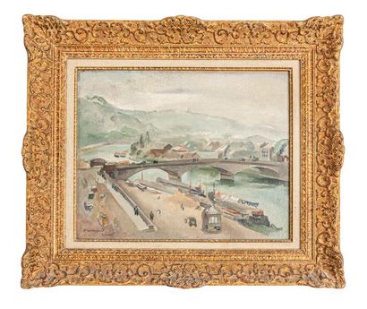 null Abel GERBAUD (1888-1954)
Le port de Rouen
Huile sur toile signée 
48 x 46 c...