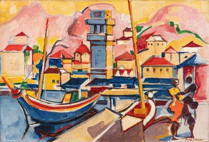 null Jacques DESPIERRE (1912-1995)
Le port d’Hydra
Huile sur toile signée, titrée...