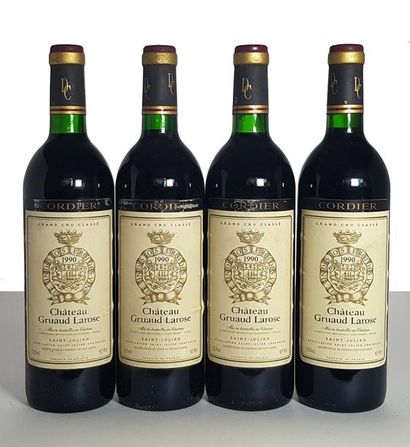 null 4 bouteilles Château Gruaud Larose, GCC4 Saint-Julien, 1990 (étiquettes légèrement...