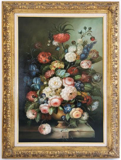 null In the taste of 17th century Flemish painting

Floral composition

Oil on canvas...