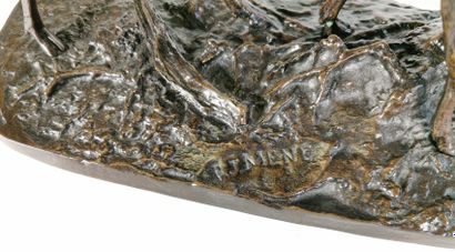 null According to Pierre-Jules MÈNE (1810-1879)

Deer on the branch

Bronze with...