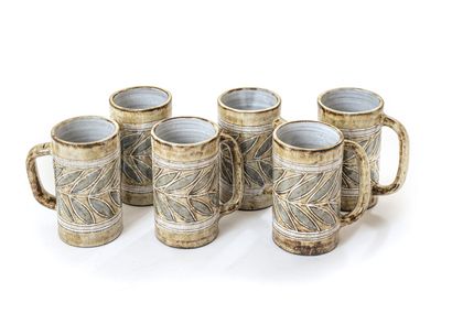 null OLD MILL in VALLAURIS

Suite of six earthenware cups with handles decorated...