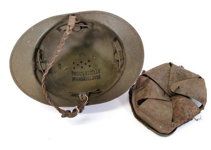 null Adrian infantry helmet model 1926, stenciled inside "C. INDUSTRIELLE MARSEILLAISE"...