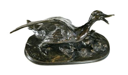 null According to Pierre-Jules MÈNE (1810-1879)

Cane and its ducklings

Bronze with...