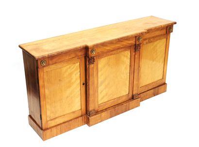 null Lemon tree veneer sideboard with a central opening, resting on a skirting board,...