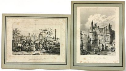 null Ensemble de huit estampes « Vues de Paris » contrecollées sur papier (250 x...