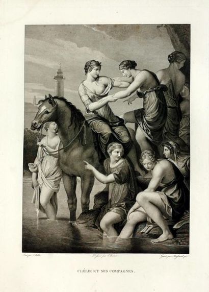 null Ensemble de sept gravures à sujets mythologiques, XIXe siècle (440 x 580 mm...