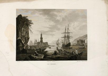 null Suite de sept gravures d’après VERNET, XIXe siècle (440 x 580 mm) :
-	Marine...