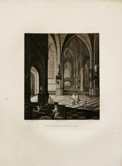 null Deux gravures, vues d’intérieurs d’églises, XIXe siècle (580 x 440 mm) : 
-	D’après...