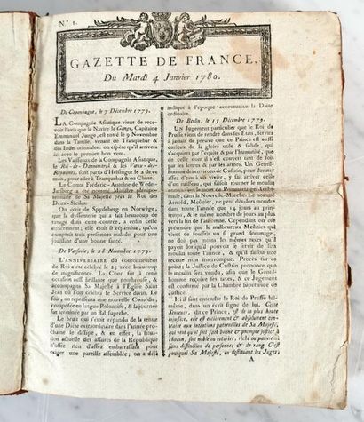 null GAZETTE DE FRANCE, Imprimerie Royale 1780
487 pages, format in-quarto, 255 x...