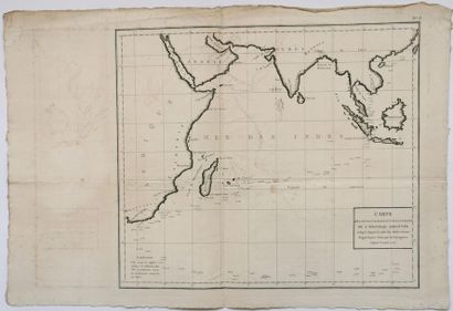 null Ensemble de cinq gravures dont cartes géographiques : 
-	Carte de la Mer des...
