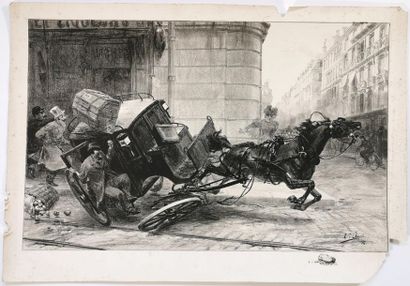 null Ensemble de quatre lithographies : 
-	Vue depuis la terrasse du Palais de Saint-Germain-en-Laye...