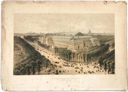 null Ensemble de quatre lithographies : 
-	Vue depuis la terrasse du Palais de Saint-Germain-en-Laye...