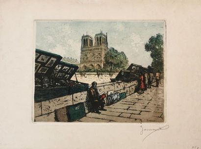 null Ensemble de six gravures « vues de Paris » : 
-	École du XIXe siècle, Vue de...