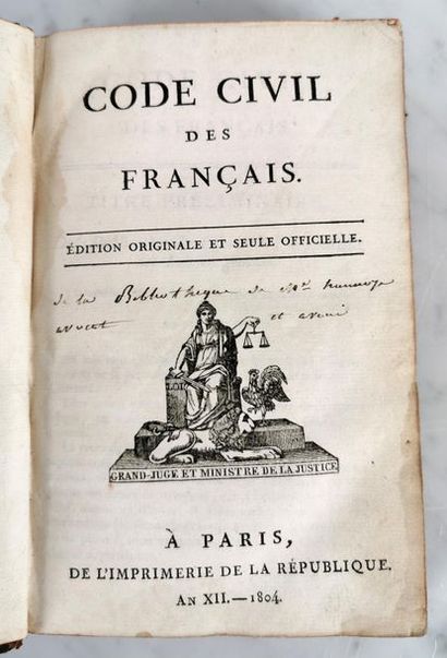 null CODE CIVIL DES FRANÇAIS, 4 tomes
Édition GARNERY, An XI (1803) pour le tome...