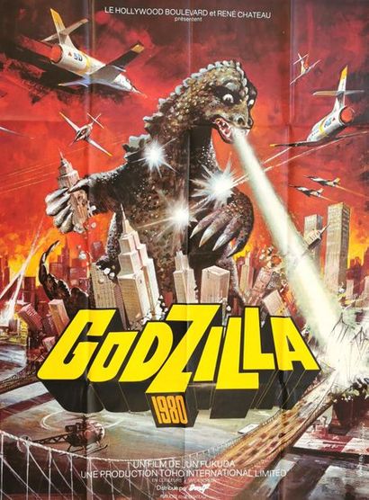 null Lot de cinq affiches de cinéma (format environ 157 x 115 cm) : Godzilla 1980,...