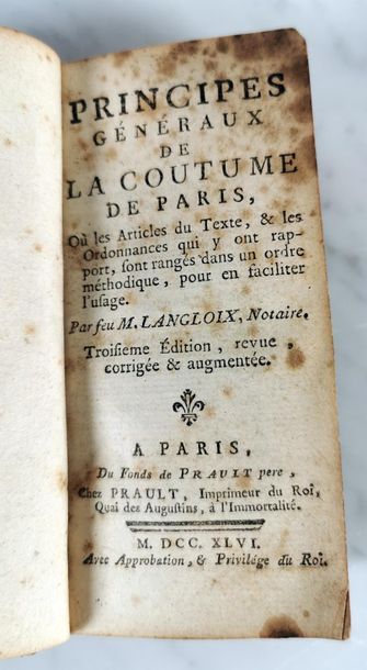 null M. LANGLOIS, Principes Généraux de la Coutume de Paris
Troisième édition revue,...