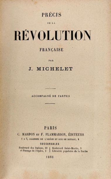 null J. MICHELET, Précis de la Révolution Française
Édition MARPON et FLAMMARION...