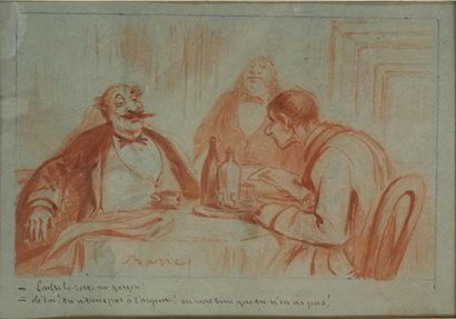null Jules Jean Antoine BARIC (1830-1905)
Déjeuné au restaurant, caricature
Sanguine...