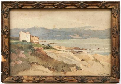 null Lucien PERI (1880-1948) 
Bord de mer en Corse
Aquarelle sur papier signée 
21...