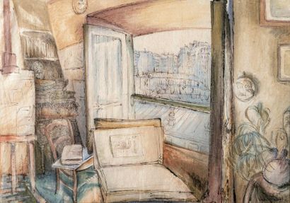 null Henri Vergé-Sarrat (1880-1966)
La chambre de l'artiste
Encre et lavis d'encre...