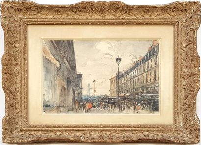 null Georges ROSE (1895-1951)
Vue de la rue Royale avec l'obélisque de la Concorde
Aquarelle...