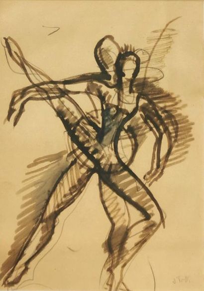 null Jean TOTH [franco-hongrois] (1899-1972)
Ballet
Encre sur papier signée 
30,5...