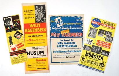 null Quatre affiches sur le cirque WILLY HAGENBECK, années 1960