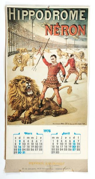 null Calendrier de 1975 illustré d’affiches 1900 sur le cirque, imprimerie Jean Ménager
80...