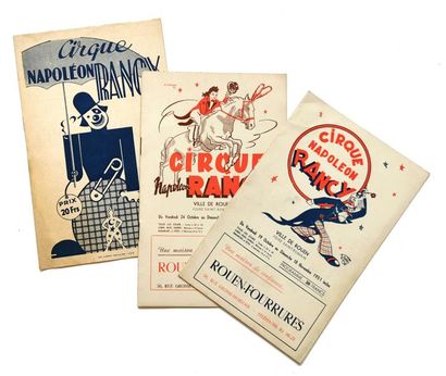 null Cirque Napoléon RANCY. Lot de trois programmes dont deux programmes de 1951...