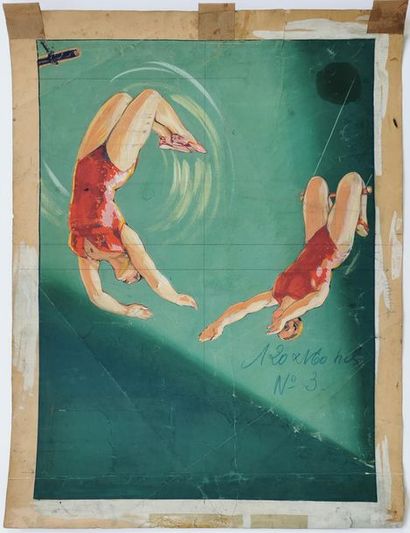 null Antoine MAGNE (1883-1968)
Trapèze volant, projet d'affiche
Gouache sur papier...