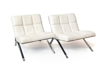 null In the taste of the Barcelona armchair by Ludwig Mies van der Rohe
Pair of leather...