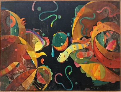 null José PERREIRA RODRIGUEZ [Uruguayan] (1940-2016) 
Abstract composition, 1975
Oil...