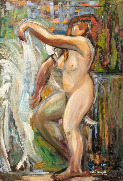 null Dante DONZELLI (School of the 20th century)
Nude at the waterfall
Oil on panel...