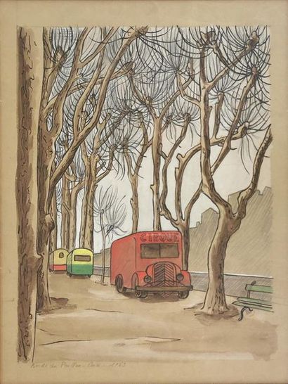null 20th century school
The caravan on the banks of the Paillon, 1953
Gouache, ink...