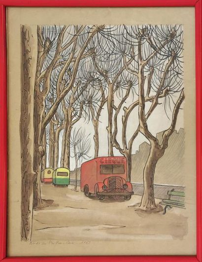 null 20th century school
The caravan on the banks of the Paillon, 1953
Gouache, ink...