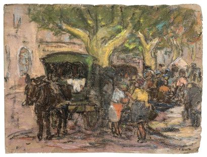 null SCHOOL of the late 19th - early 20th centuries
Market scene
Pastel on paper
24...