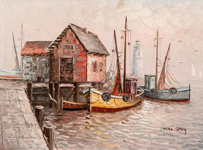 null Max SAVY (1918-2010)
Peach Port
Oil on canvas signed
30 x 40 cm
Framed