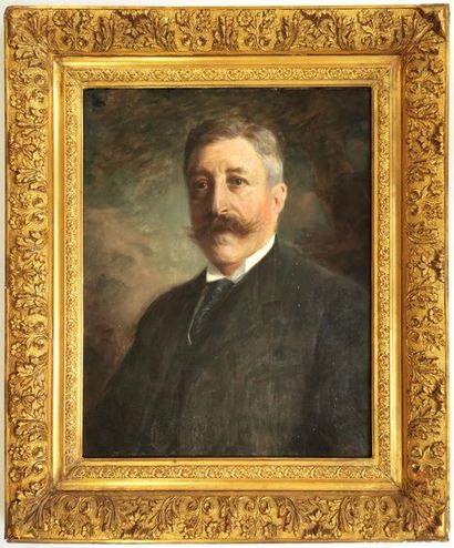 null Édouard GELHAY (1856-1939)
Portrait de gentleman 
Huile sur toile signée
65...