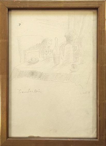 null Jean SOUVERBIE (1891-1981)
Tea
Pencil on paper signed and dated "4 April 29"
26...