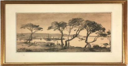 null Auguste ALLONGÉ (1833-1898)
Mediteranean dade
Charcoal on paper with signature...