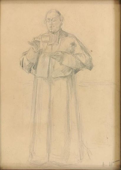 null Alfred-Charles WEBER (1862-1932)
Cardinal taking tea 
Pencil on monogram paper...