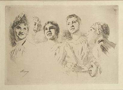 null Jean-André RIXENS (1846-1924)
Les spectateurs
Drypoint engraving signed in the...