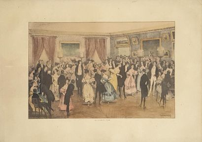 null Le salon, impression d'après une gravure en couleur, XIXe siècle
18 x 25 cm...